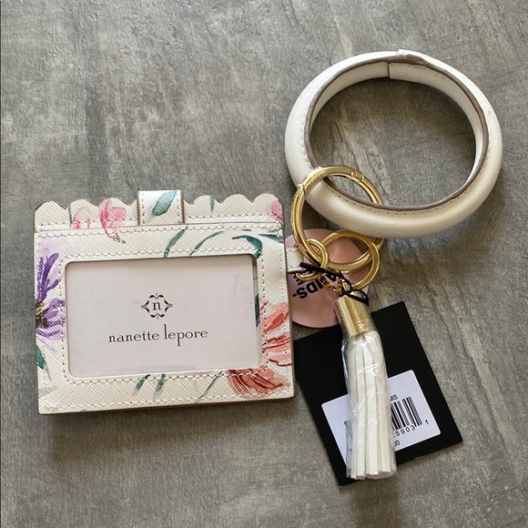 Nanette Lepore White and Pink Floral Key & Card Holder Set - Picture 4 of 4